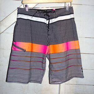 Body Glove Black Orange Striped Boardshorts 30
